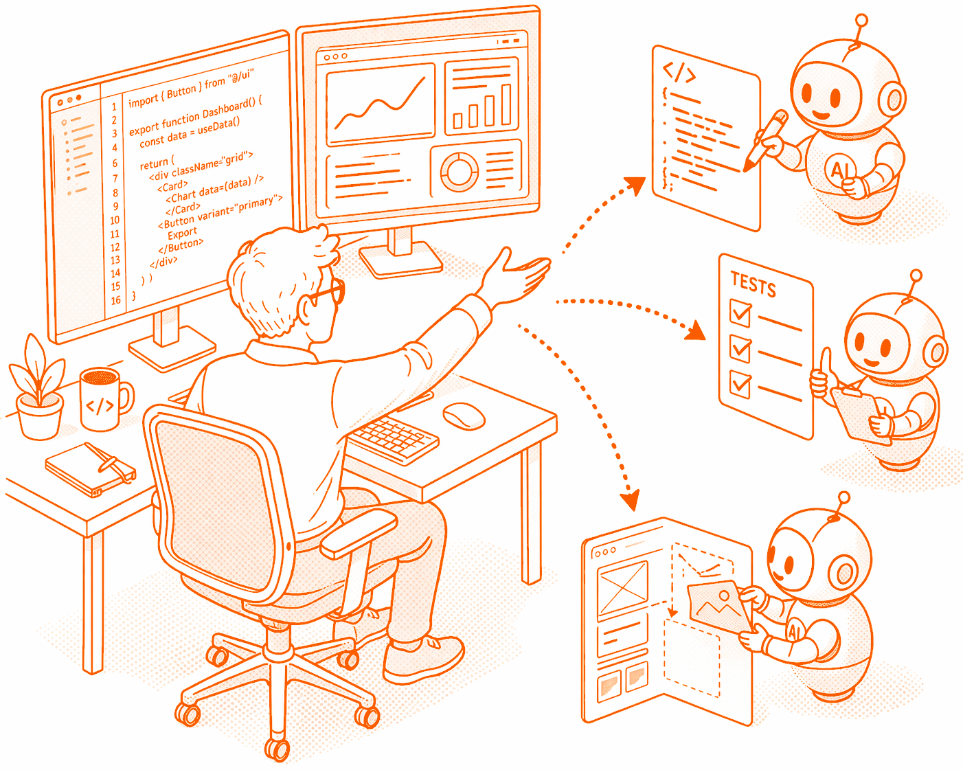 Engineer guiding AI agents through development
