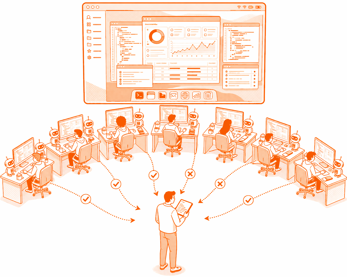 7 engineers with AI, one curator at the center